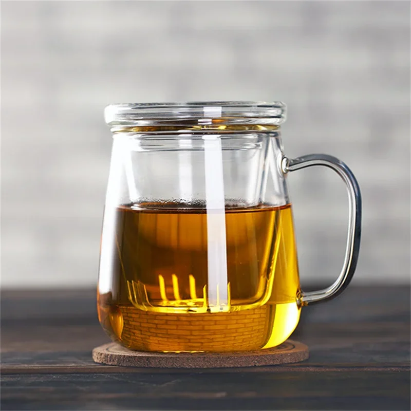 Glass Tea Mug with Lid Filter Coffee Cups Tea Set Mugs Drink Office Mug Transparent Drinkware Glass Cup Chinese Style Teaware