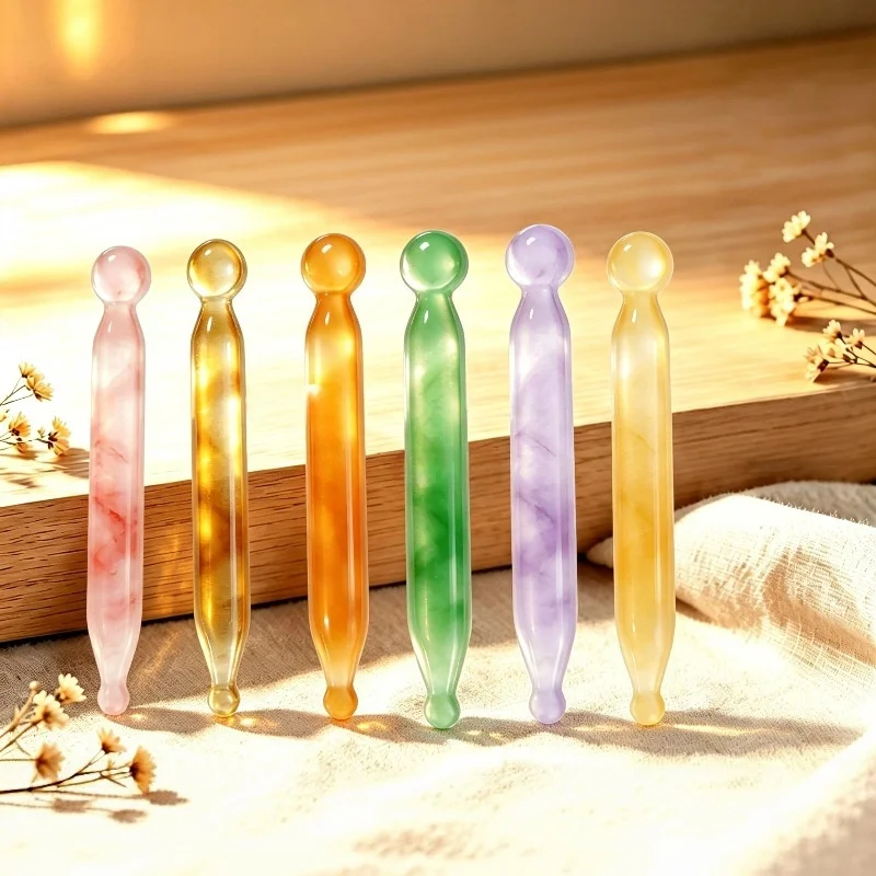 Facial Massager Stick Resin Acupressure Tool Smooth Rounded Heads Massage Stick For Full Body Portable Handheld Self Care Gadget