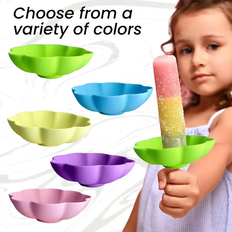 

Silicone Petal Popsicle Rack Ice Cream Leak-proof Bracket Catches Popsicle Before They Drop Popsicle Holders For Kids In Summer