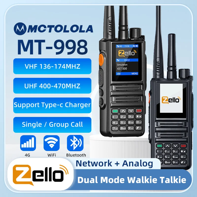 MOTOLOLA Radio analogica e di rete Dual Mode Walkie Talkie Zello UHF VHF Bluetooth WiFi 2G 4G Android Radio bidirezionale Walkie