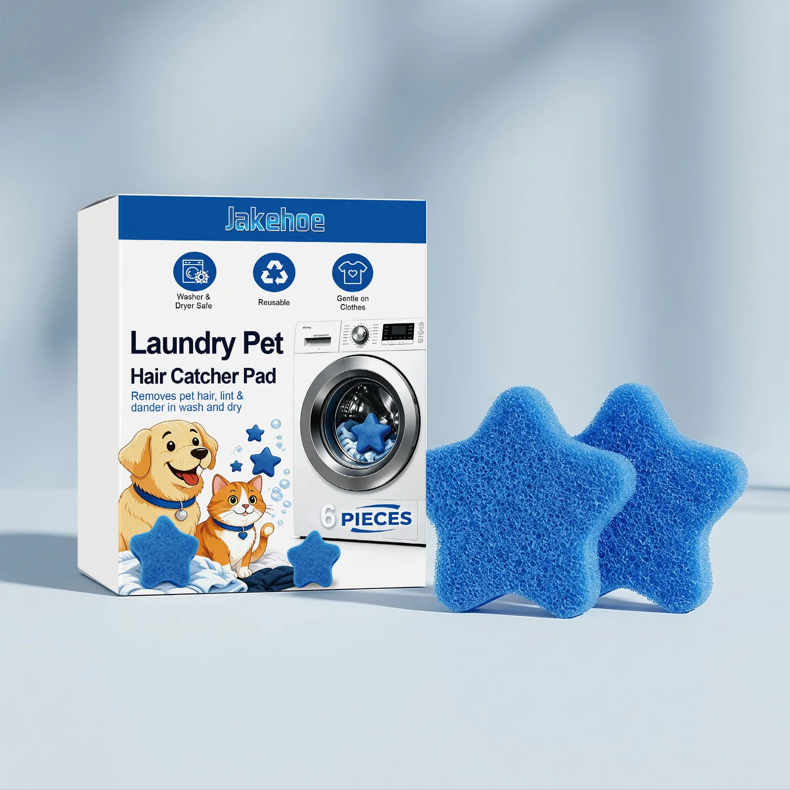 JAKEHOE pet hair adsorption pad for laundry, hair suction wet dry double soft protection multi-machine adsorption pad