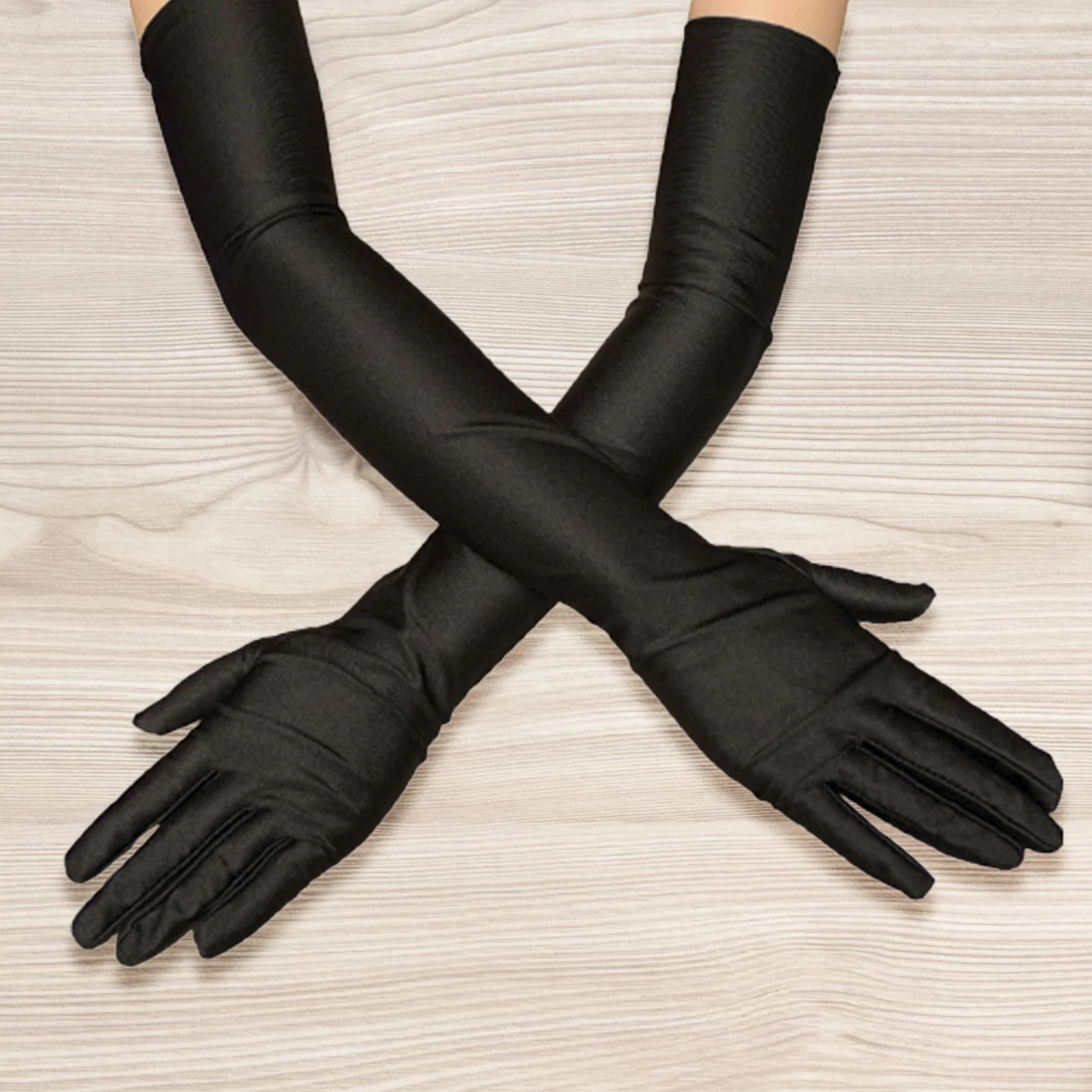 Women Long Elbow Satin Gloves Classic Adult Elegant Black Sun Protection Gloves Vintage Style Party Prom Wedding Decor Sleeves