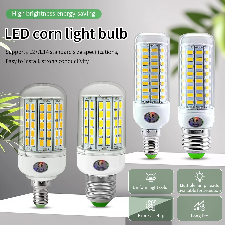 E27 E14 LED لمبة ضوء الذرة 5730SMD 220 فولت 72/96 المصابيح Lampada الأضواء داخلي توفير الطاقة أضواء للمنزل إضاءة غرفة النوم