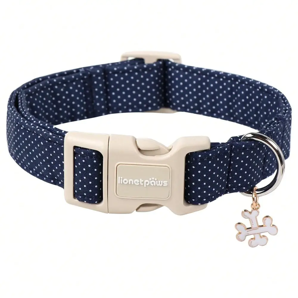 

Paws Soft Daisy Cartoon Print Dog Collar Fashionable Adjustable Plastic Buckle Cute Floral Design For Small To Large Dog Navy B