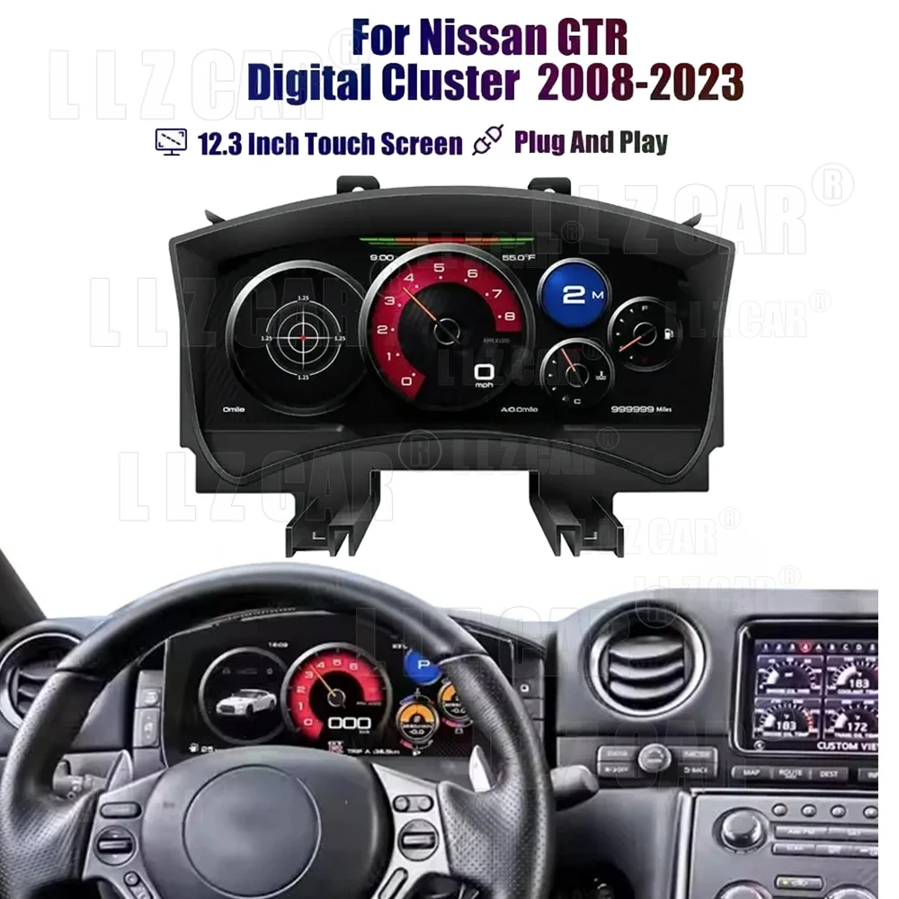 12.3'' Linux System For Nissan GTR 2009-2017 LCD Dashboard Cluster Cockpit Instrument Panel Digital Cluster Smart Gauges Module