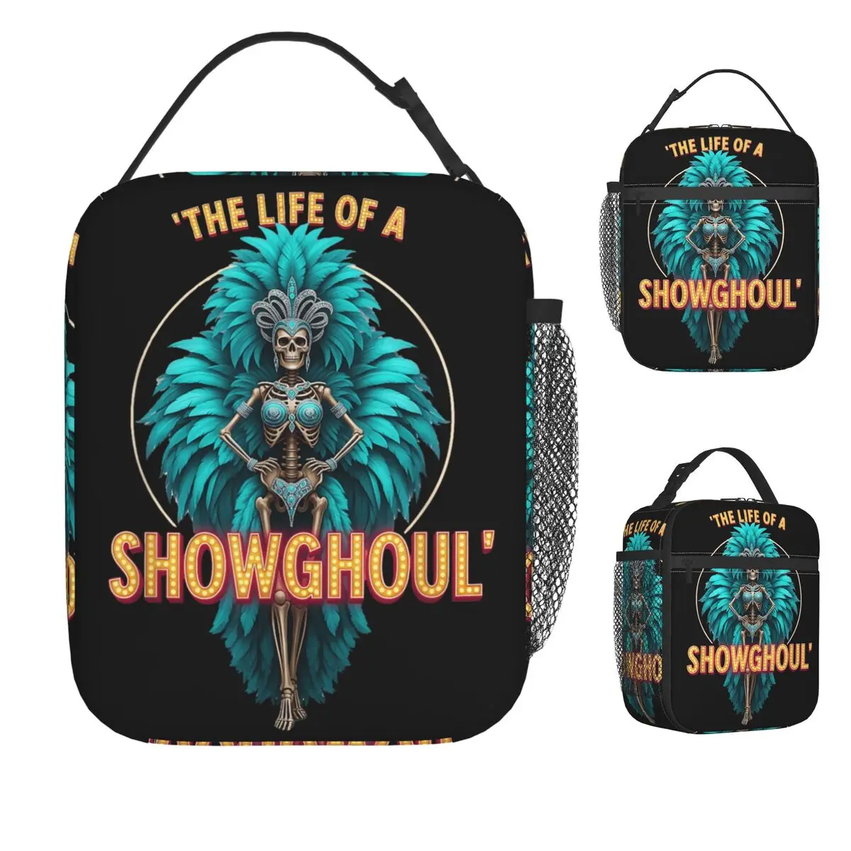 The Life Of A Showghoul Halloween Show Skeleton Dancer Lunch Bag Vintage Lunch Box For Unisex Picnic Portable Zipper Cooler Bag