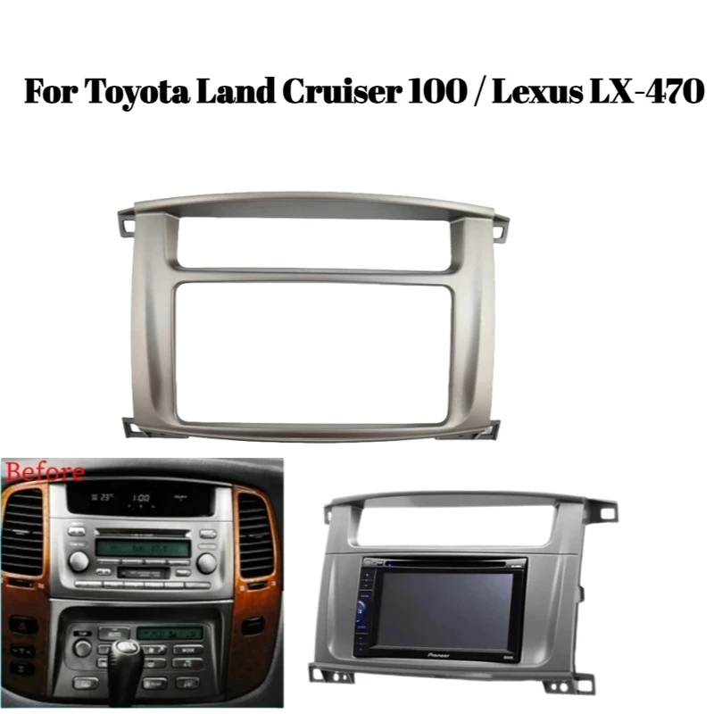 

Double DIN Radio Frame for Toyota Land Cruiser 100 / Lexus LX-470 | Stereo GPS DVD Dashboard Installation Dash Trim Kit