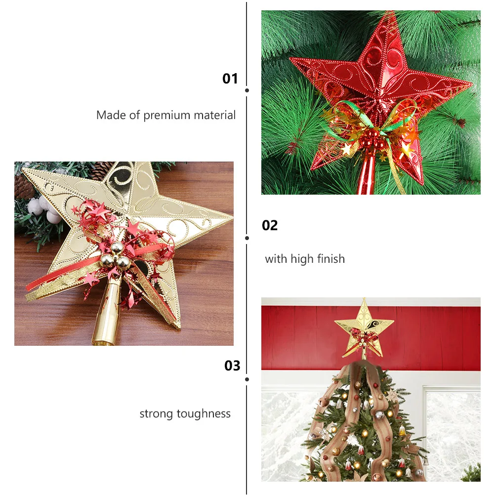 

2pcs Christmas Tree Star Xmas Decor Trees Ornament Pentagram Premium Material High Finish Strong Toughness Fine Workmanship