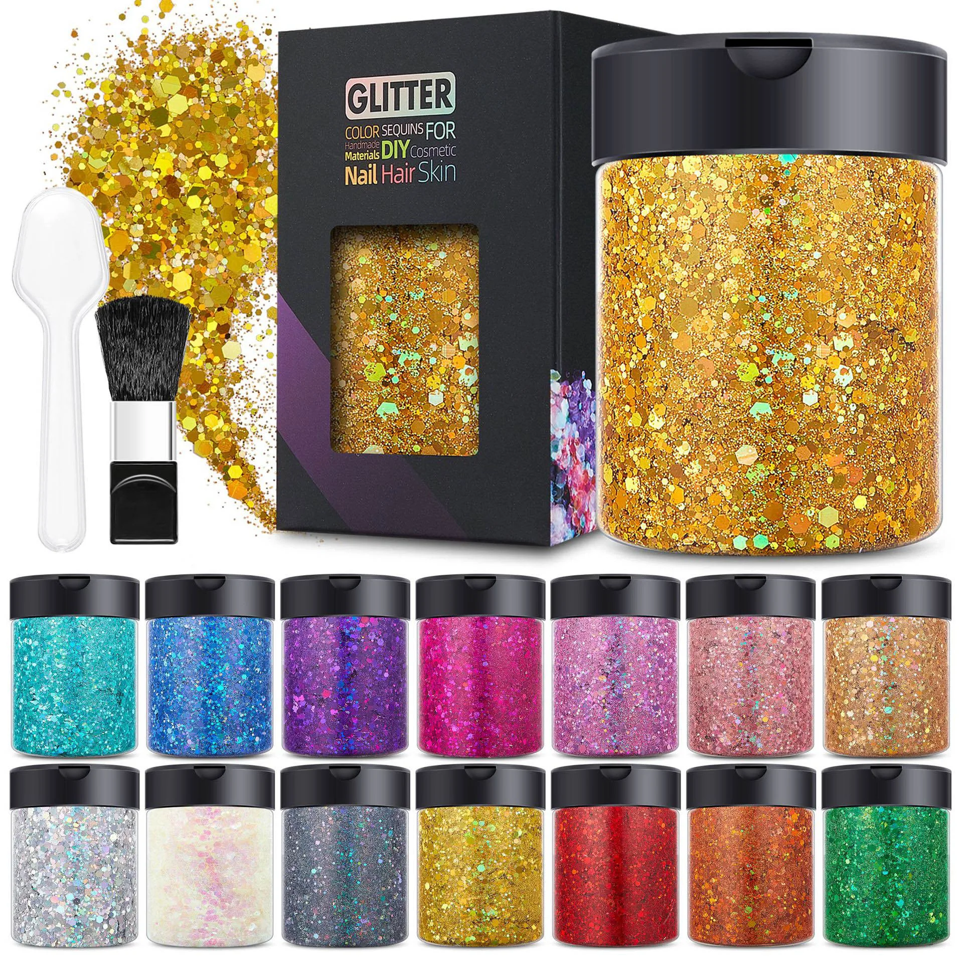 

50g Large Bottle Nail Art Sequins Glitter Laser Fantasy Color Sequins Glue Slime Accessories Body Chunky Glitter