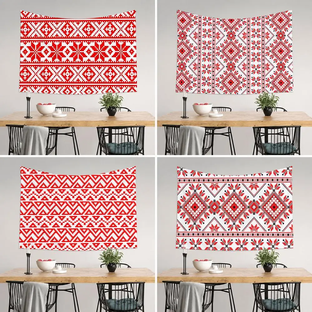 Ukraine Folk Flower Patter Tapestry Tapestry Wall Hanging For Bedroom Dorm Living Room Decor Aesthetic
