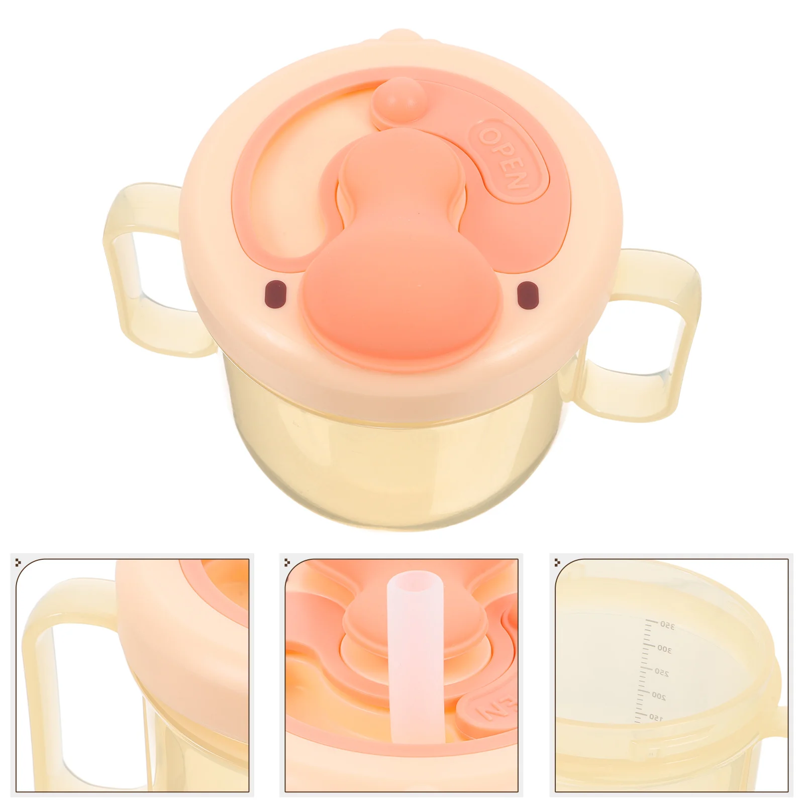 

Weighted Straw Sippy No Spill For Toddlers Elderly Water Silicone Cup With Handle Pink Milk Juice Spill Proof Toddler