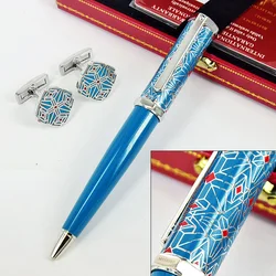 AGD Heptagon S-Dumont CT Net Pattern Red Rhombus Blue / Green Barrel Luxury Ballpoint Pen Silver Trim With Serial Number