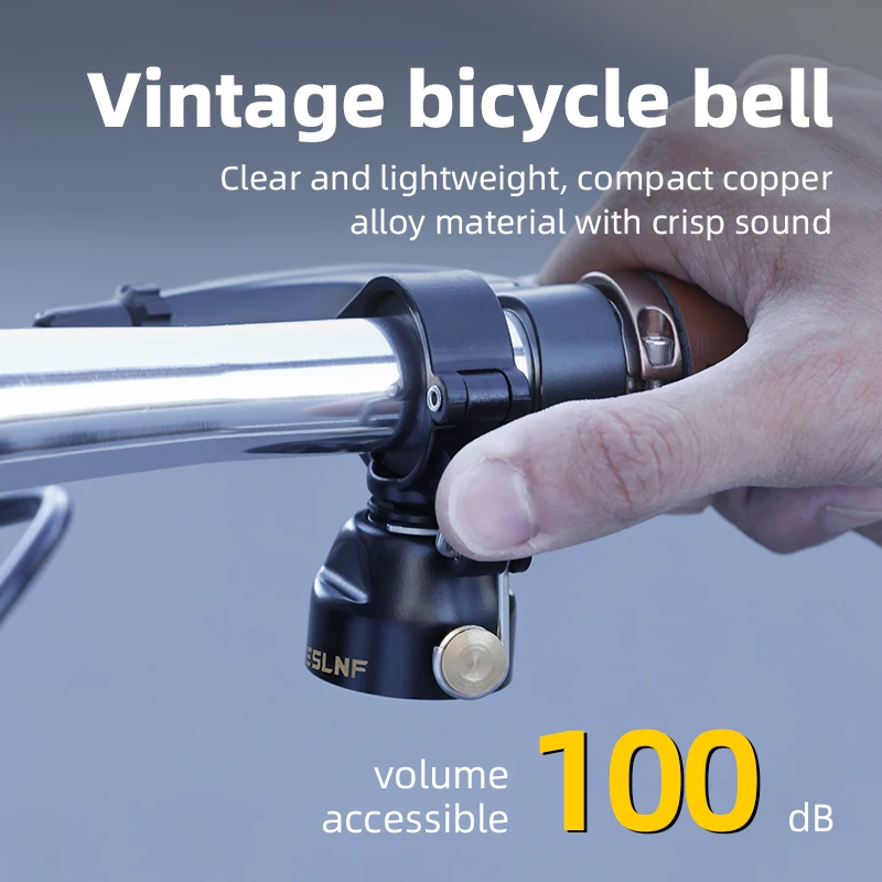 ESLNF Copper Bicycle Bell Single-Strike Or Constant Cowbell Ringing Mode for MTB Road Bike Bell