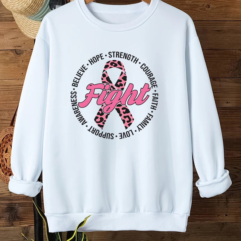 الوعي بسرطان الثدي الخريف البلوز المرأة مكافحة سرطان الثدي ليوبارد طباعة الكلاسيكية هوديي السرطان الشريط طباعة بلوزات