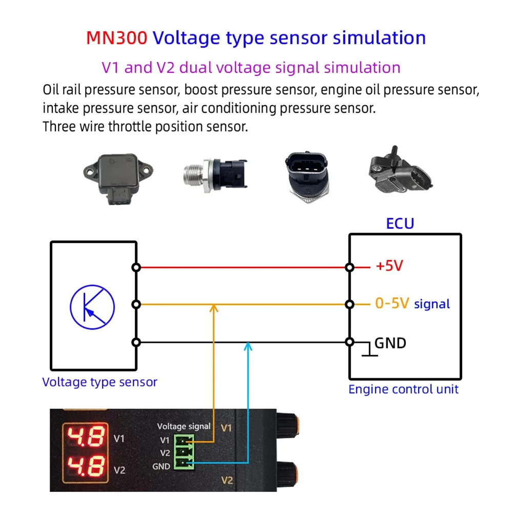 Car Sensor Simulation Device MN300 Analyze Throttle Position Oil Pressure and Oxygen Sensor Signals Effectively
