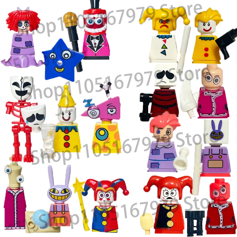 8-teiliges Anime Pomni Caine Jax Bausteine-Set Zusammengebaute Raghata Gangle Kinger Zooble Bausteine Spielzeug