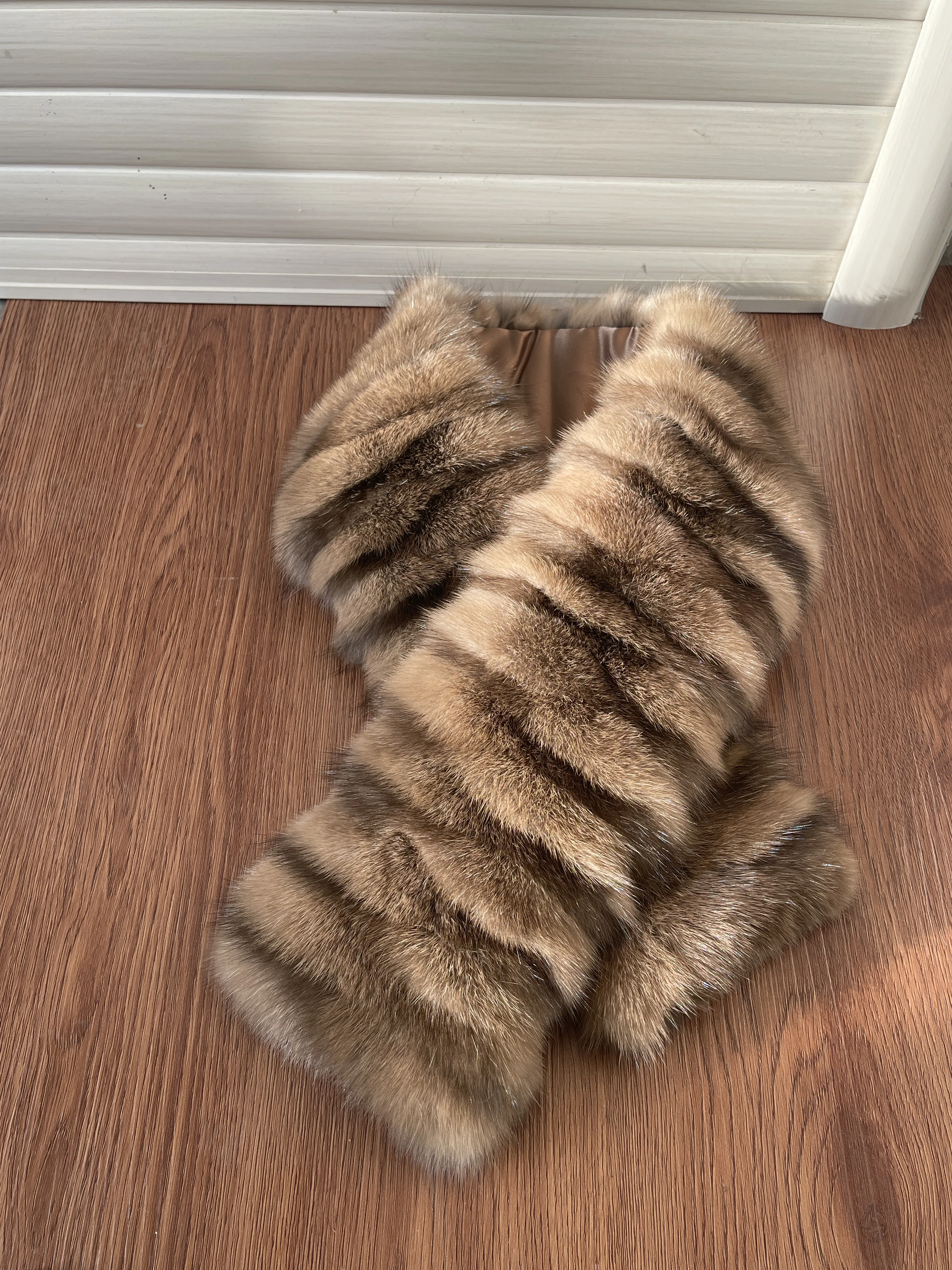 Autumn Winter Real Sable Fur Scarves Whole Skin Craft Scarf Natural Fur Neck Warmer