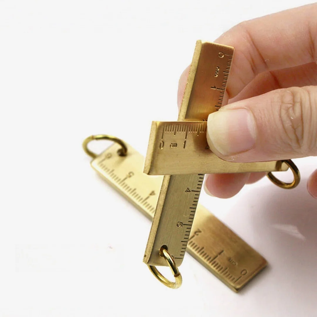 Key Ring Ruler Thickened Hardware Gift Keychain Copper Metal Ruler Portable Brass Ruler Keychain For Gifts Measuring Tool