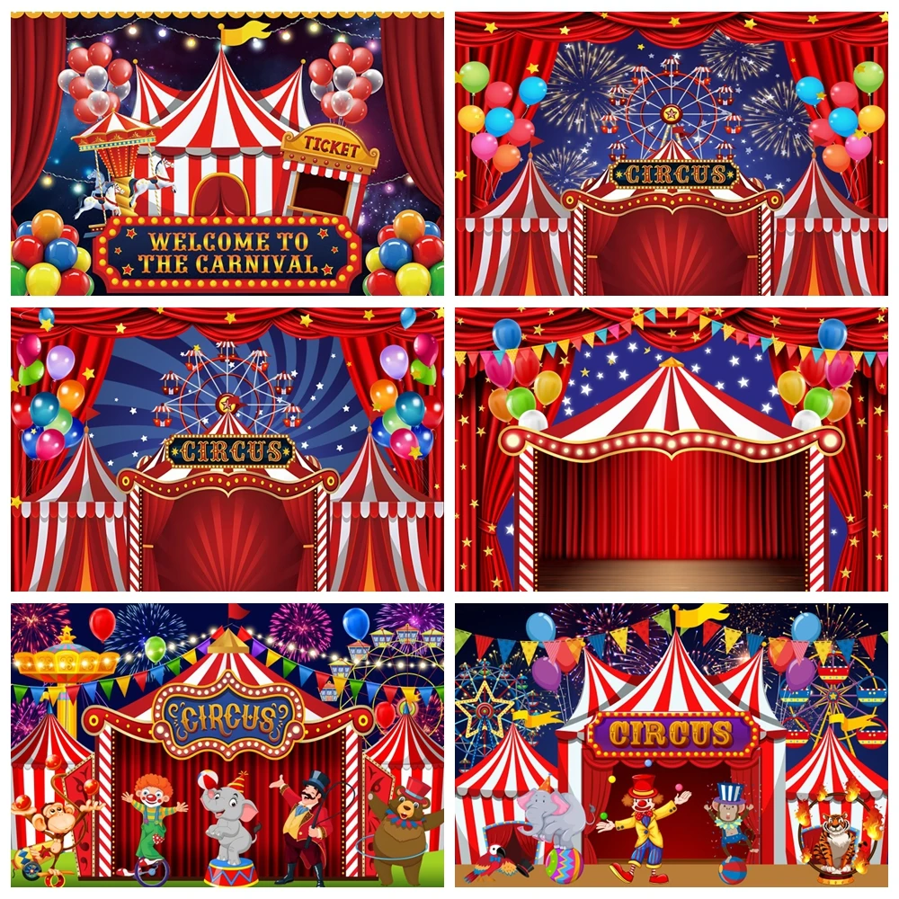 

Circus Theme Party Backdrop Decor Clown Play Show Newborn Baby Birthday Circus Carnival Children Portrait Photography Background