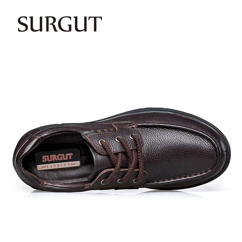 SURGUT 2024 New Men Cow Leather Shoes Men Casual Breathable Shoes Non-slip Masculino Working Outdoor Walking Shoes Plus Size 50