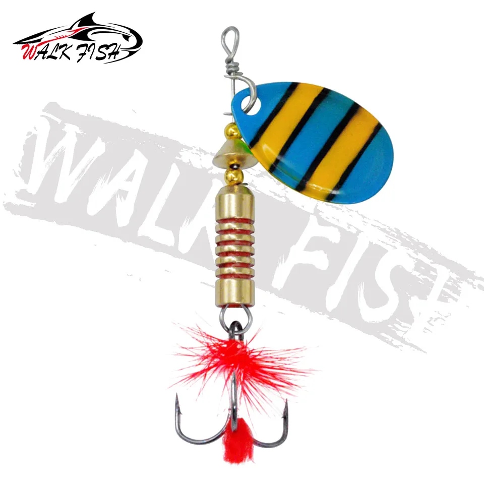 WALK FISH 1PCS Spinner Lure 6g Hard Bait Spoon Lure Feather Treble Hook Fishing Lure Crankbait Bass Lure Wobblers Pesca