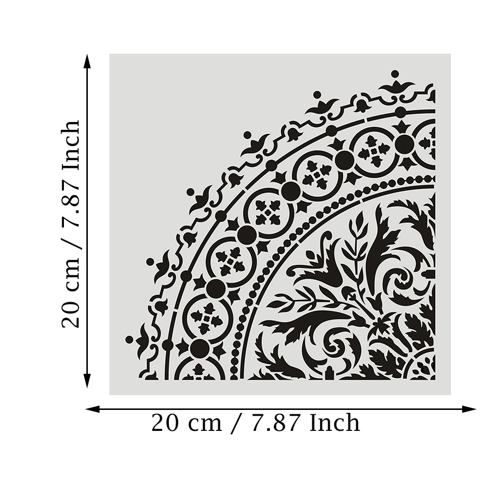 7 Inch 1Pc 4 Pcs/Set DIY Mandala Mold 1/4 Wheel Circle Wall Stencils for Painting Embossed Paper Card Hollowed-out Work Decorate