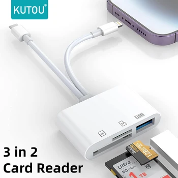 KUTOU 3 in 1 SD Card Reader Lightning USB C Type C to SD TF Card Reader Adapter Memory for iPhone Macbook Samsung Huawei Xiaomi