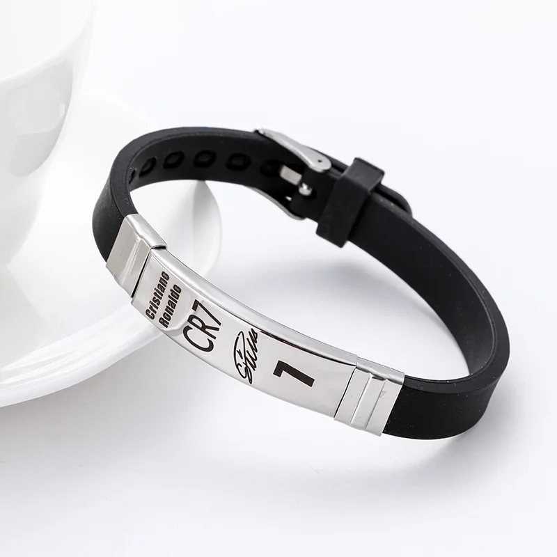 Fashion Lionel Messi Cristiano Ronaldo Neymar Football Star Stainless Steel Silicone Bracelet For Men Boy Soccer Accessory Gift