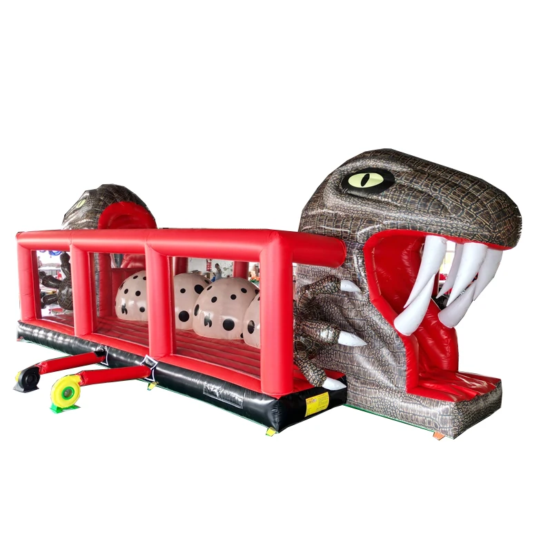 Dinosaur Design Inflatable Obstacle Course Inflatable Castle Sports Jumping House For Kids