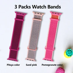 3Pcs Nylon Band for Apple Watch Strap 49mm 45mm 41mm 44mm 40mm 42mm 38mm Adjustable Elastic Bracelet iWatch Ultra Series 3 4 5 S