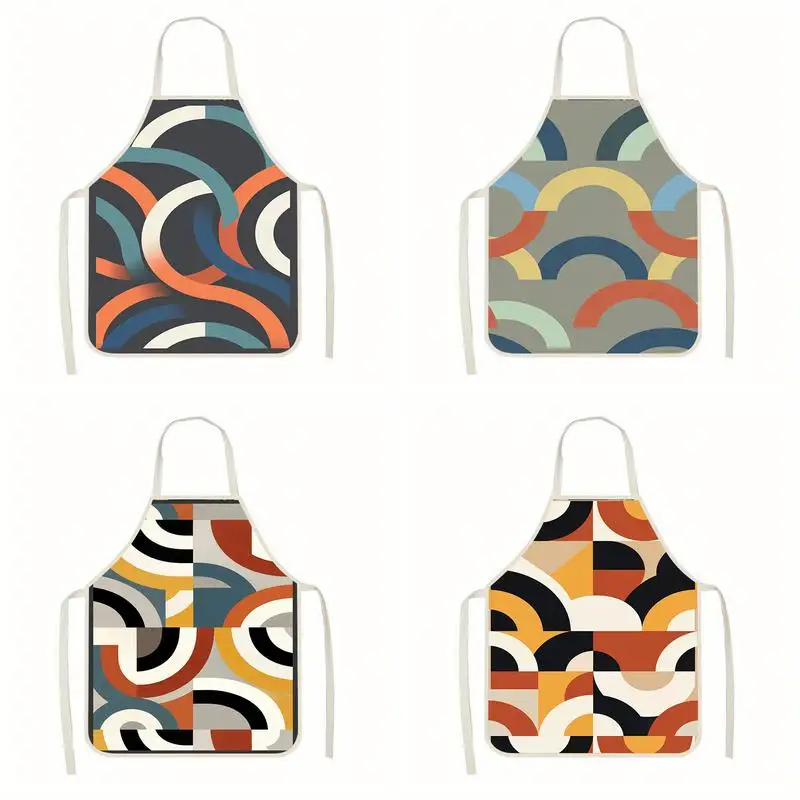 

Abstract Pattern Aprons Linen Apron, Suitable For Kitchen Cooking, Parent-Child Interaction, Painting And Other Scenarios