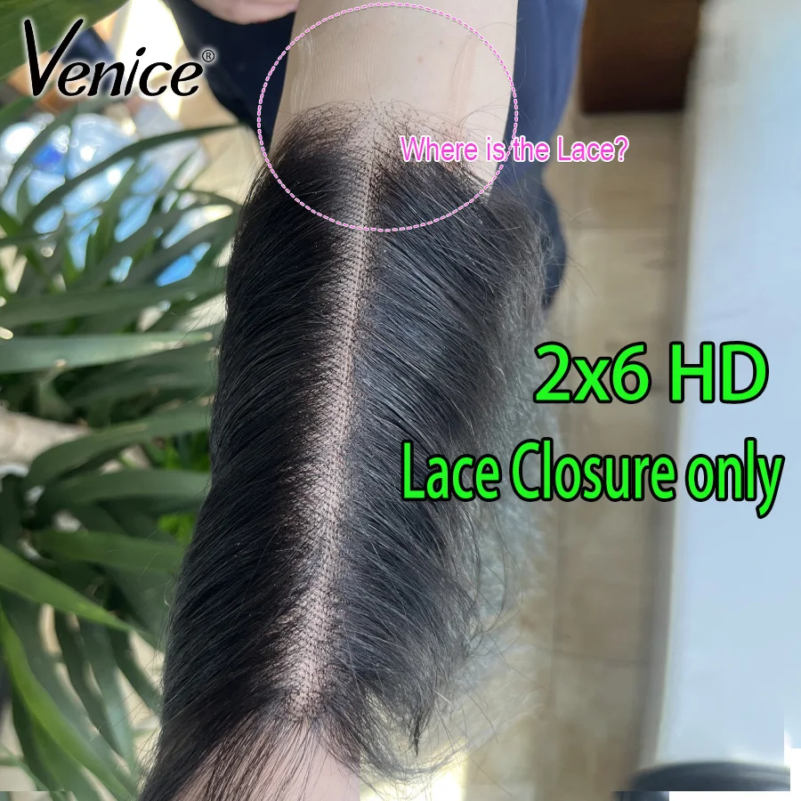 Venice HD Lace Closure Deep Part 2x6 9x6 HD Lace Frontal Closure Only Melt Skin Straight Body Wave Pre Plucked invisible HD Lace