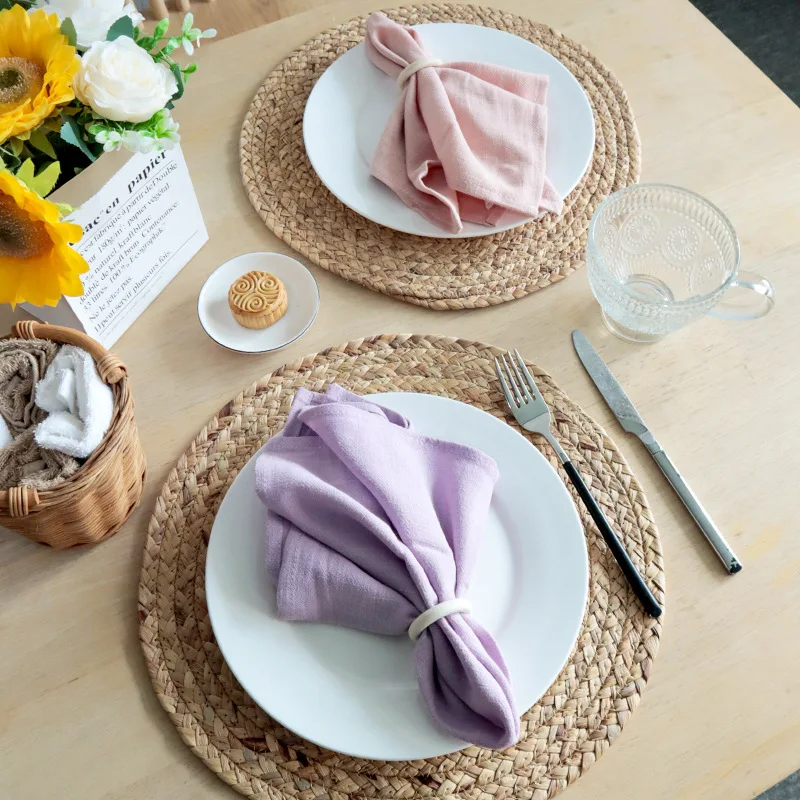 4PCS 30x45cm Thicken Cotton Linen Cloth Napkin Tea Towel for Wedding Party Dining Chrismas Durable Table Placemats Decoration