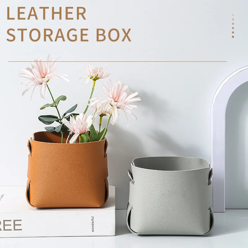 Bview Art Reusable PU Storage Organizer - DIY Desktop Box for Makeup, Remote Control, Stationery