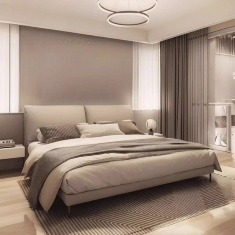 سرير مزدوج فاخر 220 × 200 سم قواعد بحجم كينغ اللوح الأمامي سرير كوين مريح أريكة مفردة كاميرا موبليتي أثاث دا ليتو للمنزل