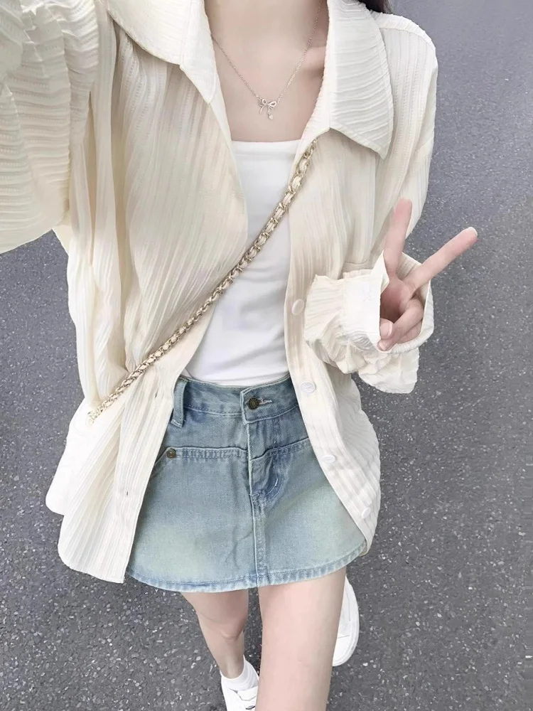 

Women's irt Design Sensation Small ence Spring Autumn Thin Outerwear Summer New Sun Protection Open Cardigan Blouse