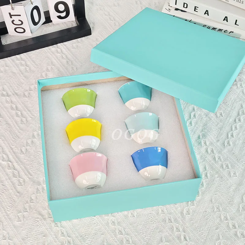 

Modern Minimalist Hand-Held Bone China Tea Cups Set of Six Small Cups Ideal for Home Use