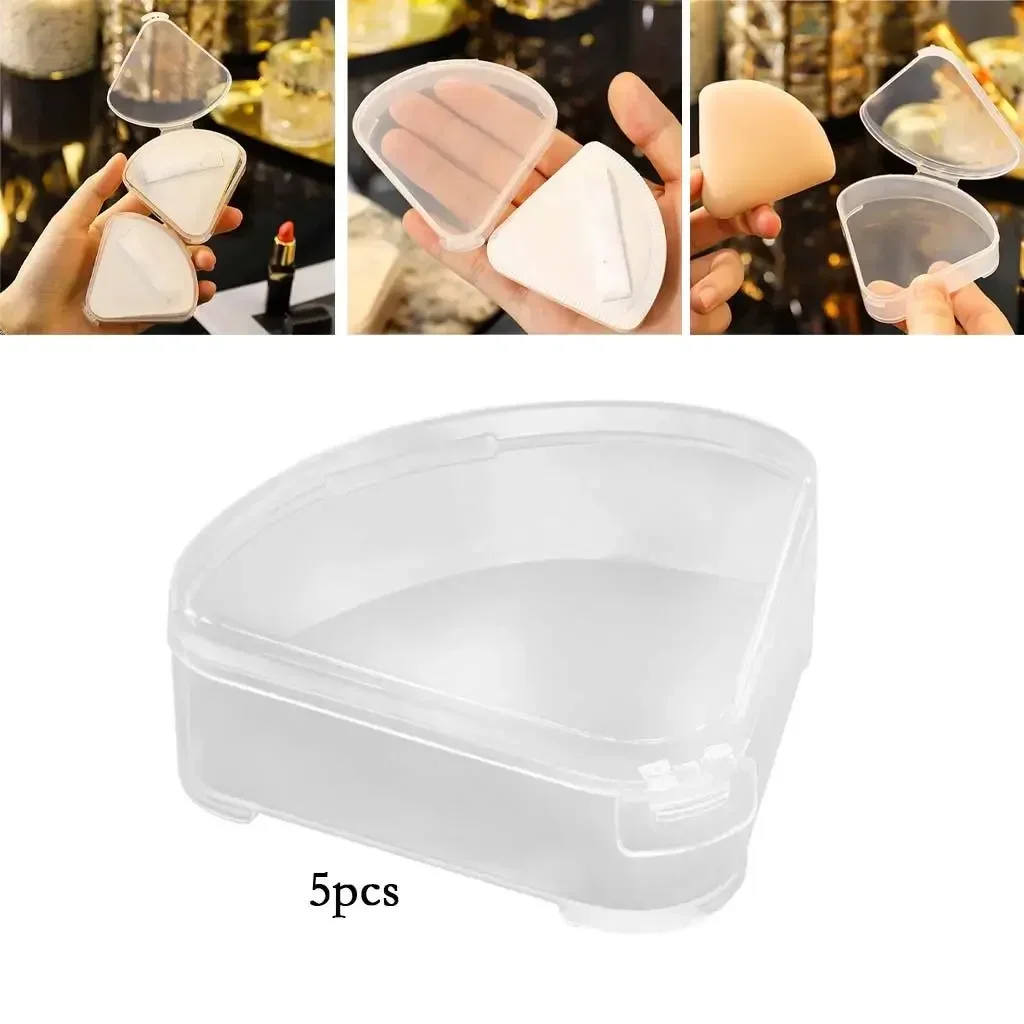 5pcs Portable Triangular Makeup Puff Storage Boxes Dust-Proof Make Up Sponge Holder Household Eco-Friendly Sponge Storage Case