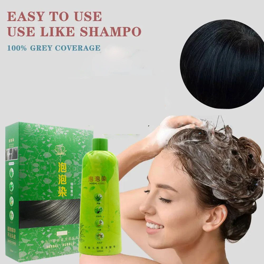 Brimless Shampoo 3 In 1 Black Hair Dye Coloring Shampoo Nourishes Long Lasting For Men Women Bubble Gray Hair Dye Shampoo 500ml