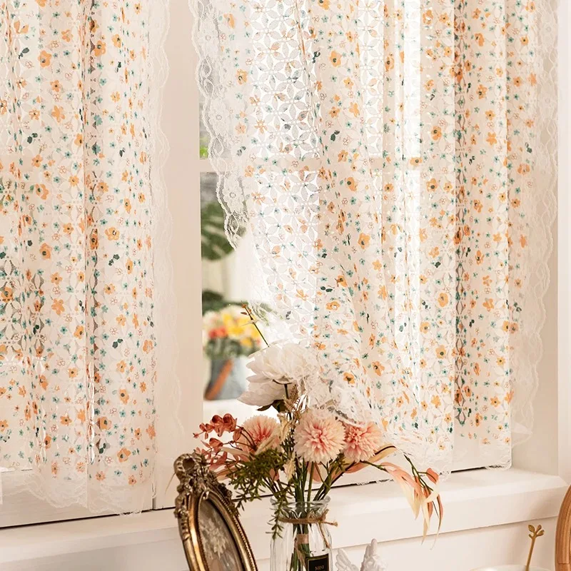 

Французские романтические кружевные тюлевые шторы в стиле рококо для гостиной и спальни, пасторальный стиль, для окон и маленьких полудверных проемов