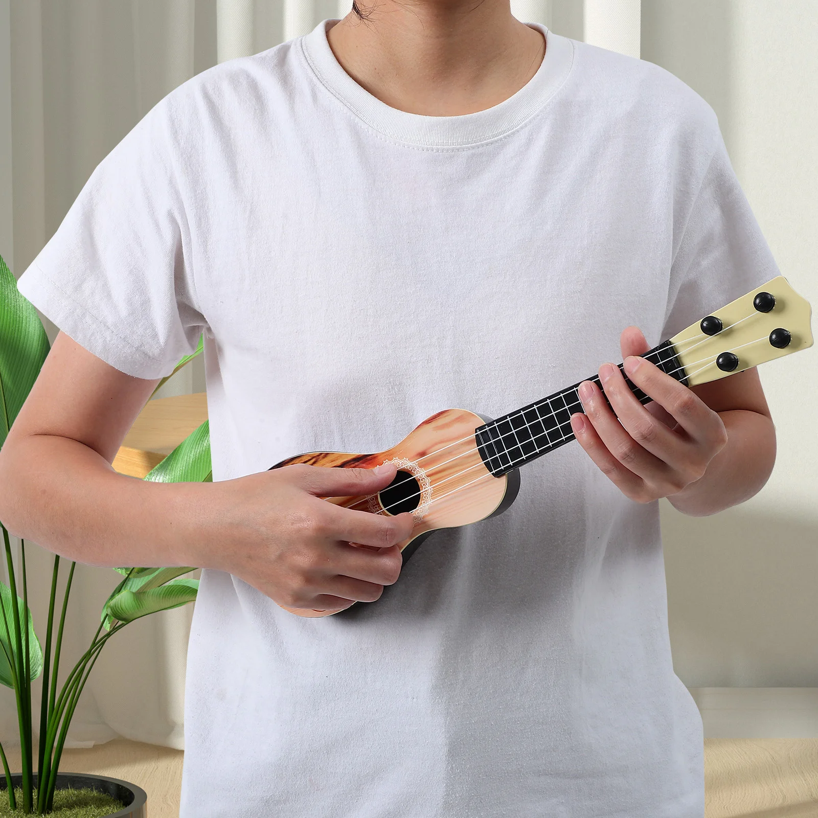 Ukulele Music Instrument Ukulele Acoustic Small Guitar Wood Like Grain Ukulele 4 String Guitar Kids Beginners Gift 38Cm 15In