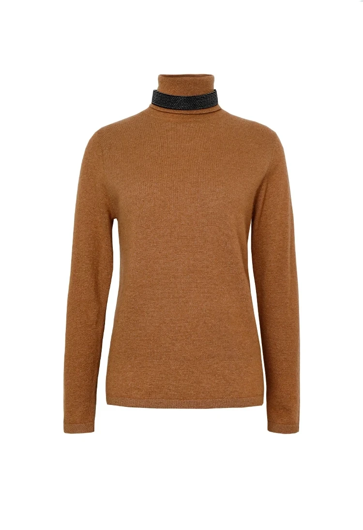 2024 New In Stock Luxury Turtleneck Neckhole Long Sleeved Knitwear Women Knit Tops Cashmere Knit Woman Knitwear Clothes