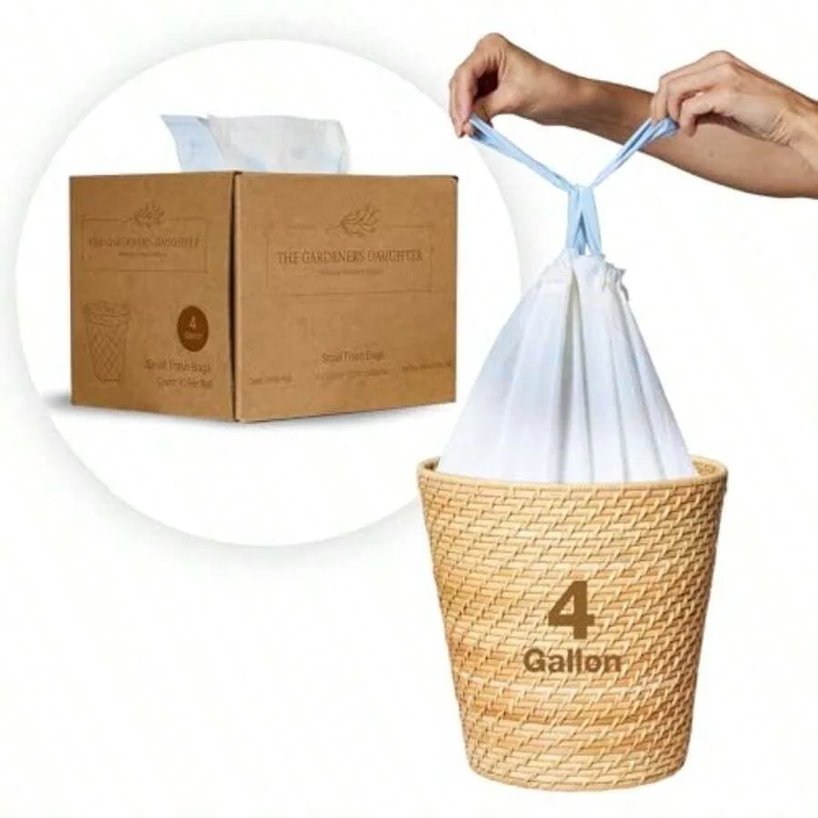 

Compostable 4 Gallon Trash Bags Small Drawstring Garba Bags For Bathroom Office Bedroom - Leak-Of Durable Fits Small Wastebaske