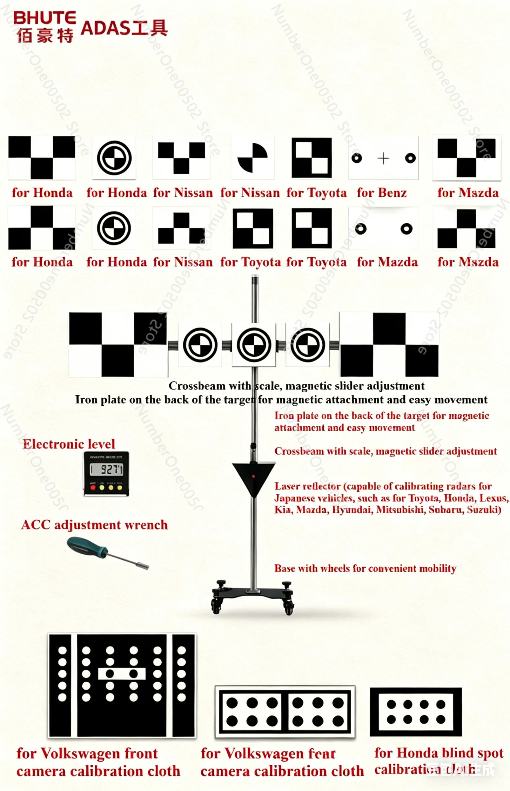 

Complete ADAS Calibration Kit ACC mmWave Radar Japanese Cars, Front Rear Camera for Toyota Honda VW Benz, for Honda Blind Spot