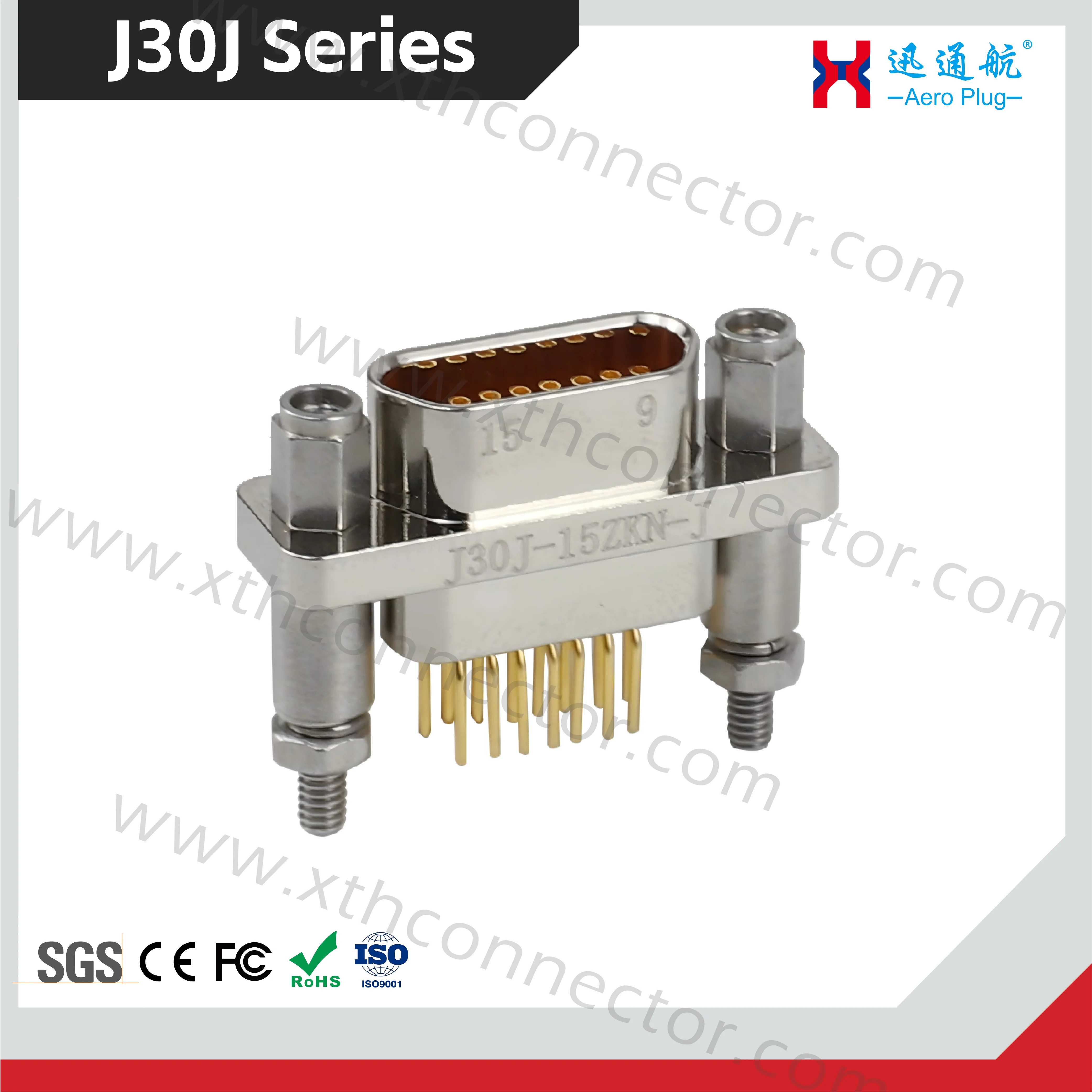 J30J Rectangular Connector PCB J30J-9/15/21/37TJN-J ZKN-J micro D-Type Connector 38513 Male and Female Heads Inserted Vertically