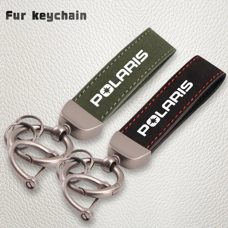Suitable for Polaris personalized logo horseshoe bucklepremium leather suede keychaincar keychain accessories ﻿