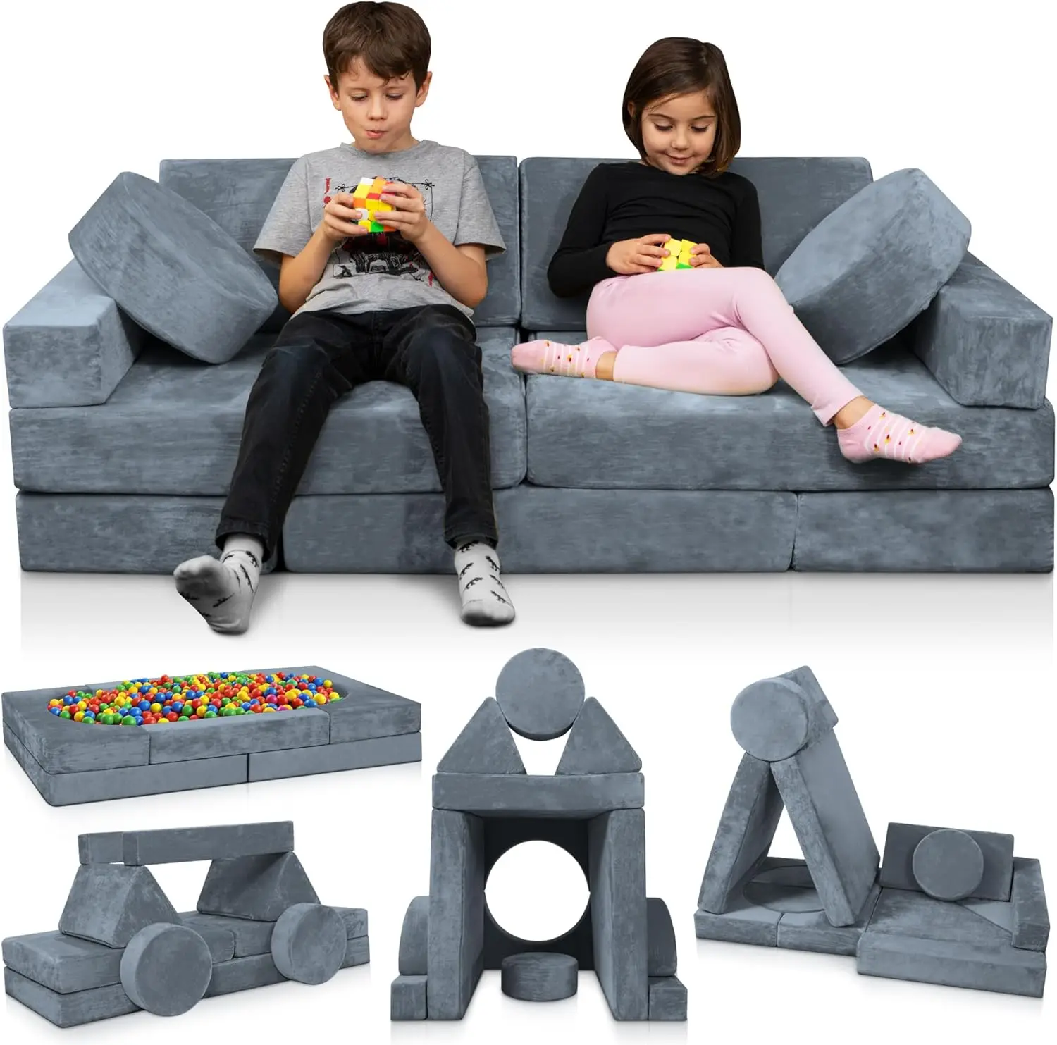 

Modular Kids Play Couch, Child Sectional Sofa, Bedroom and Playroom Furniture for Toddlers,