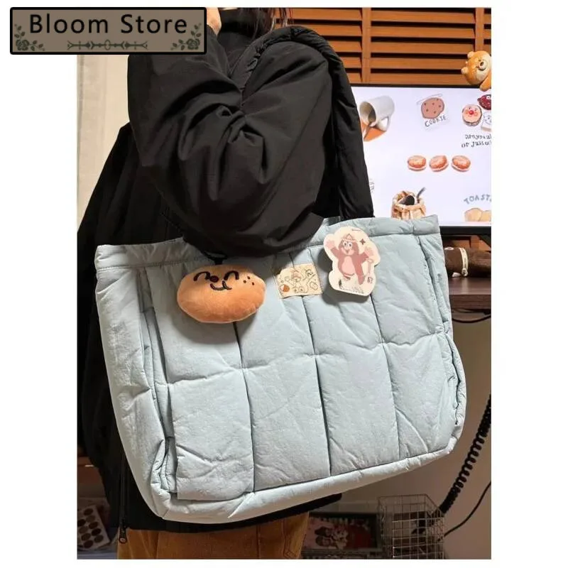 

Bloom Lightweight Puffy Blue Shoulder Bags Women New Haruku Soft Comfortable Tote Bag Hot Girls Large Capacity Handbag Y2k