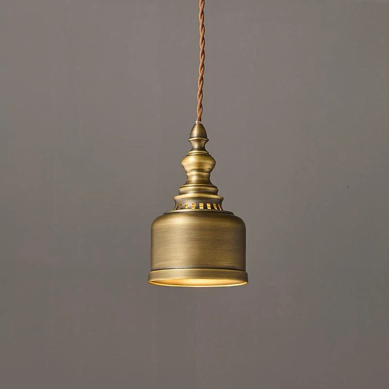 

French Classical Copper Ceiling Pendant Light Rotundity Glass Hanging Lamp Bedroom Living Room Restaurant Kitchen LED Chandelier