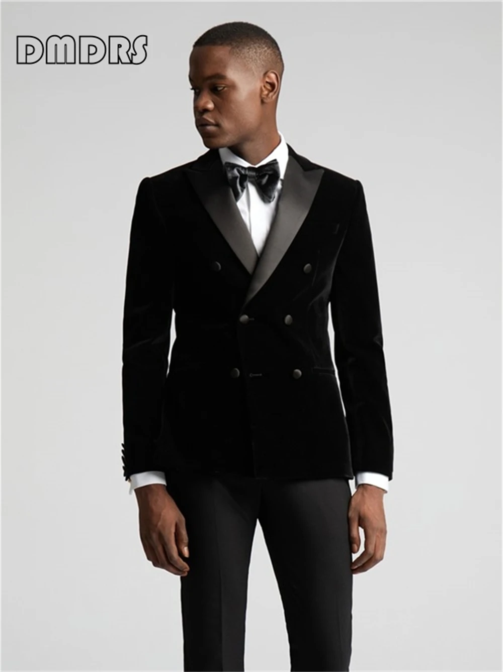 Velvet Double Breasted Suit Blazer for Men, Plus Size Customized Suit Jacket, Slim Fitted Formal Tuxedo, Men\'s Autumn Suit